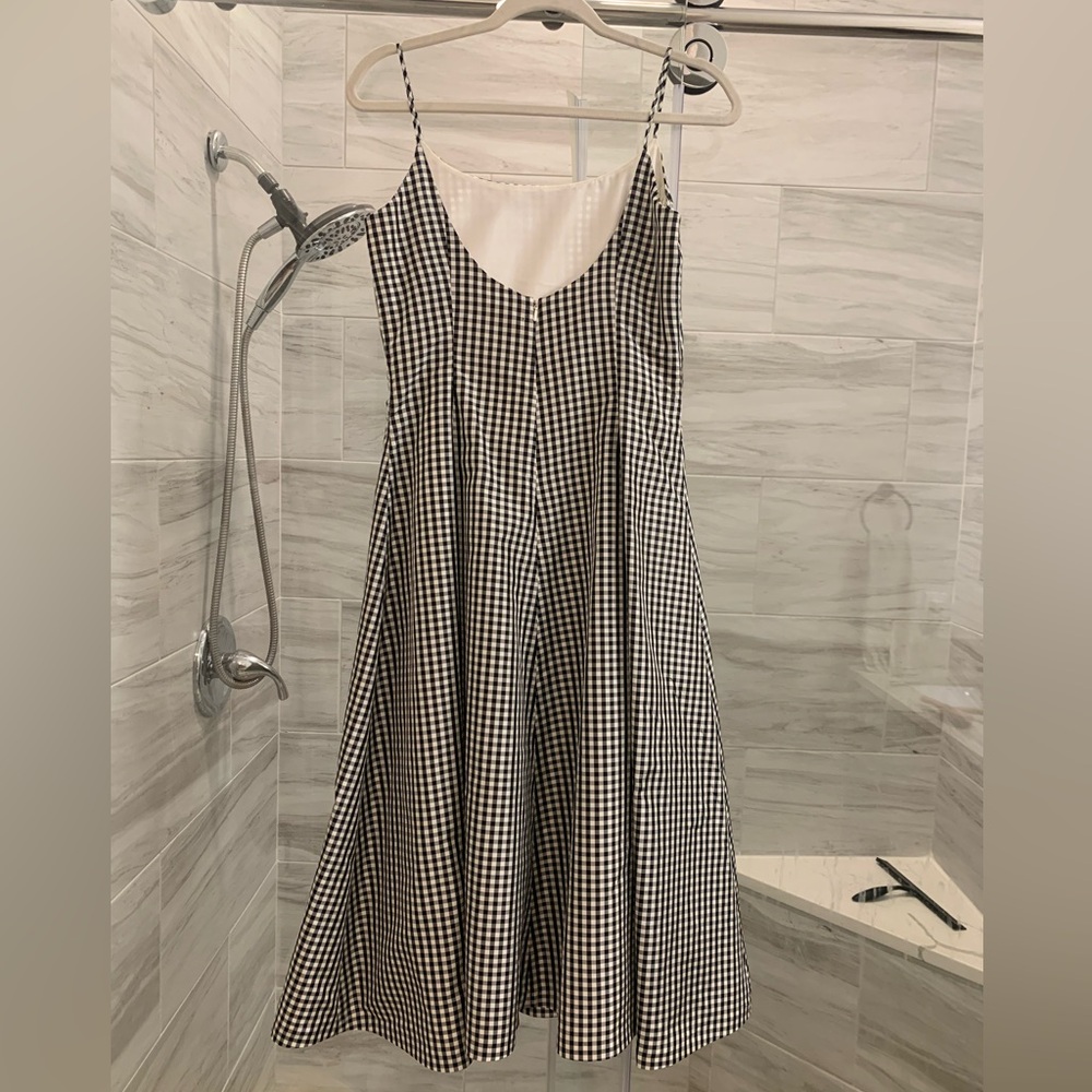 Ralph Lauren Black and White Gingham Midi Dress - Picture 4 of 8
